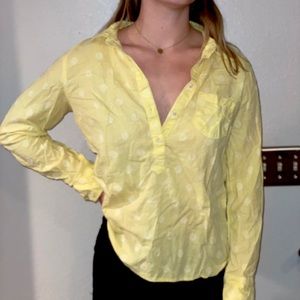 Merona Lemon Yellow Linen Long Sleeve size L